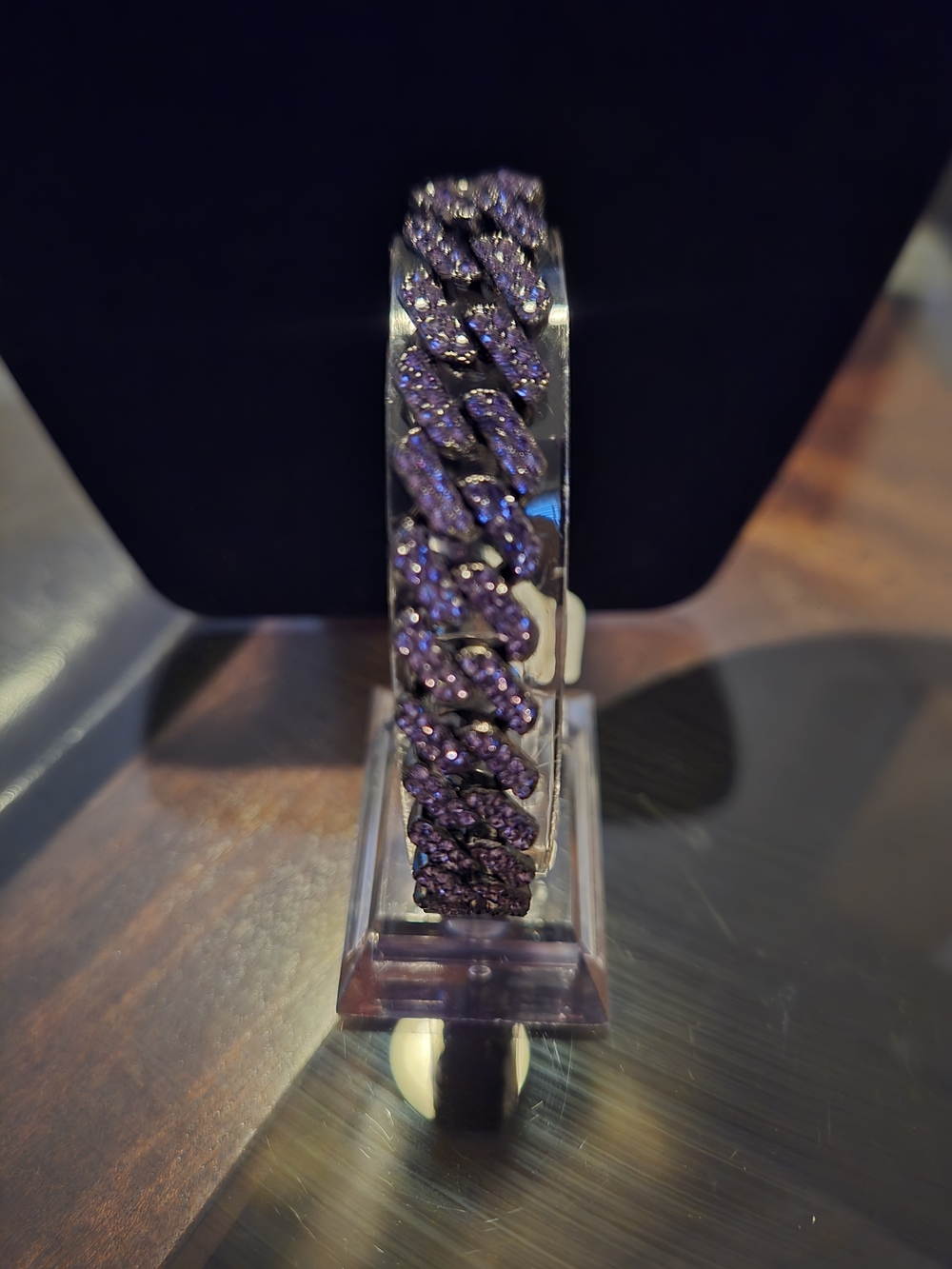 Invicta Purple Crystal Link Bangle Bracelet